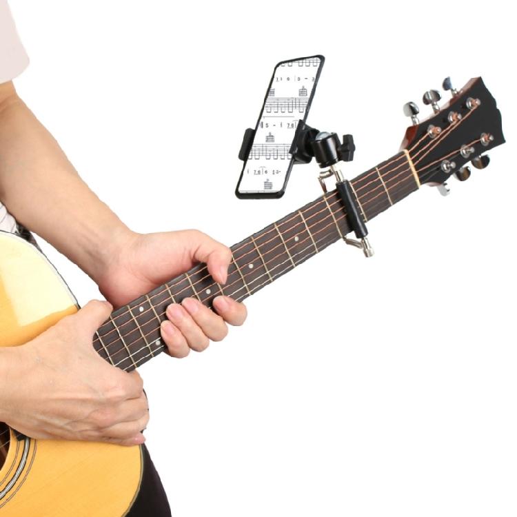 Adjustable Roll Slides Gliders Capo Guitar Phone Holder for Mobile Phones, Action Cameras Bass Attachment Tones