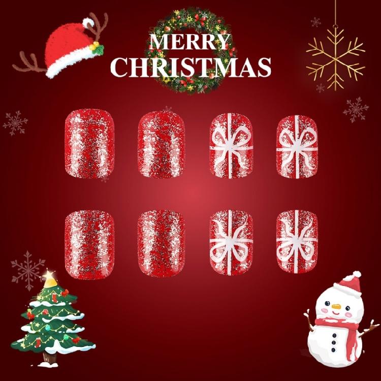 Christmas Party Essential French Snowflake Press on Nails Stick on Nail Manicure Nail Art Decoration for a Stylish Look