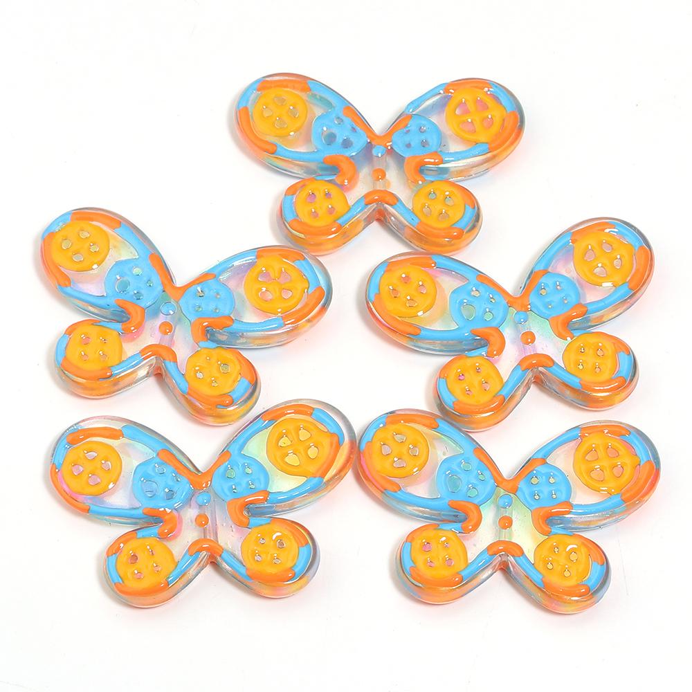 5pcs 46x32mm Butterfly Acrylic Beads Colorful Oil Dripping Loose Beads For Jewelry Making DIY Necklace Earrings Phone Key Chain