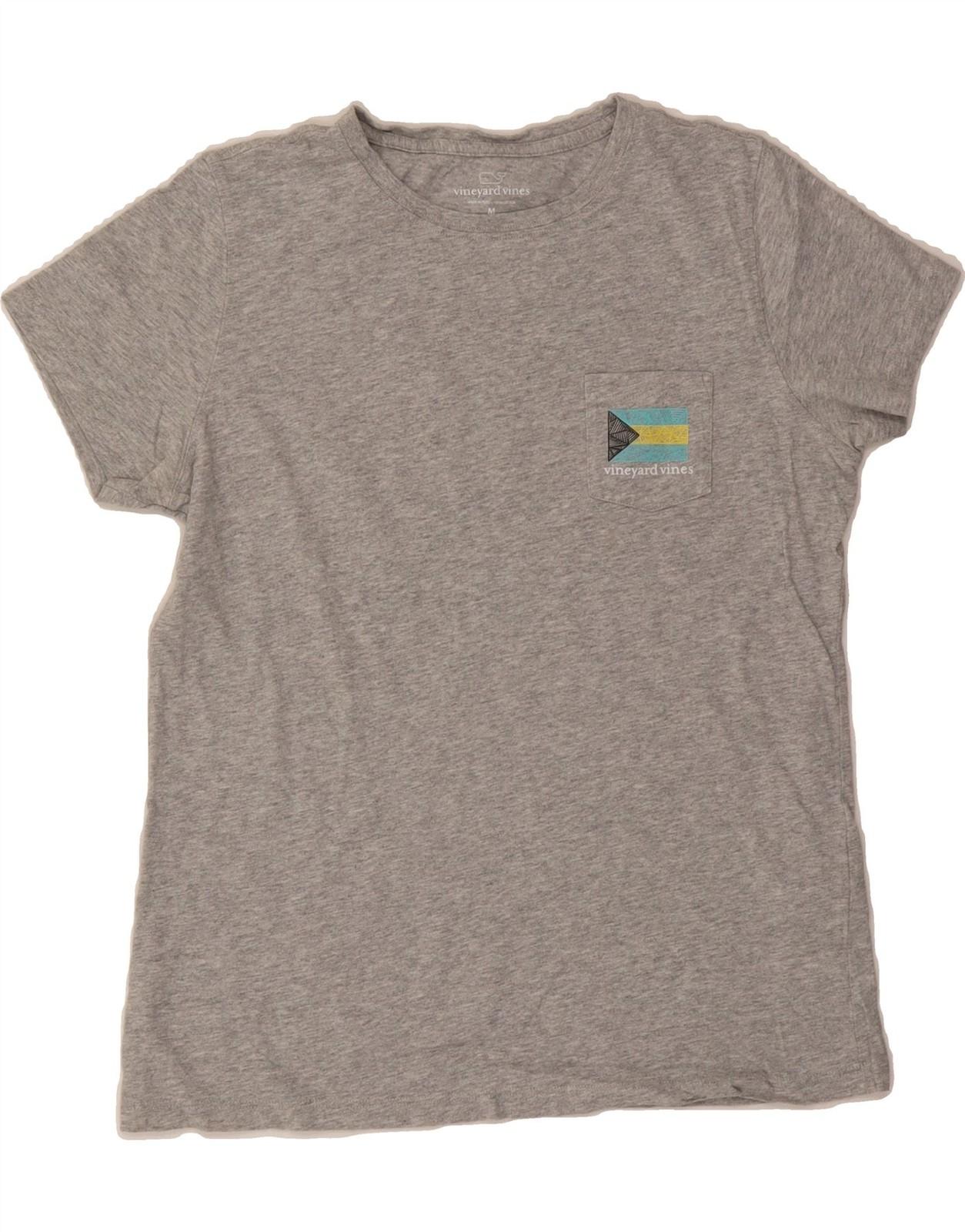 VINEYARD VINES Mens Graphic T-Shirt Top Medium Grey Cotton AA02 S