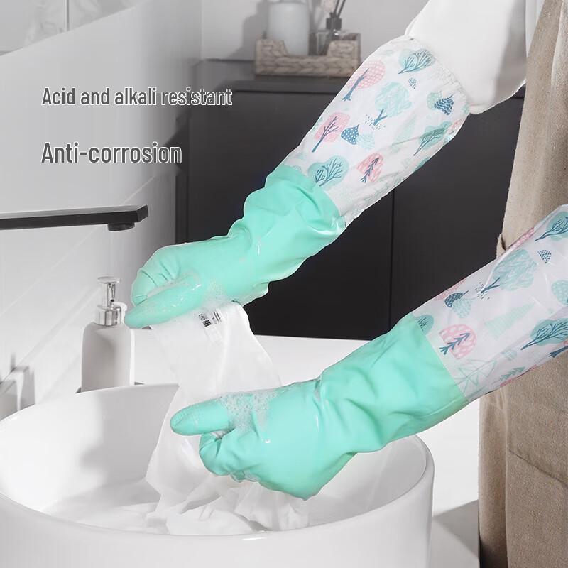 Meiliya Extra lange Haushaltshandschuhe mit Fleece-Futter