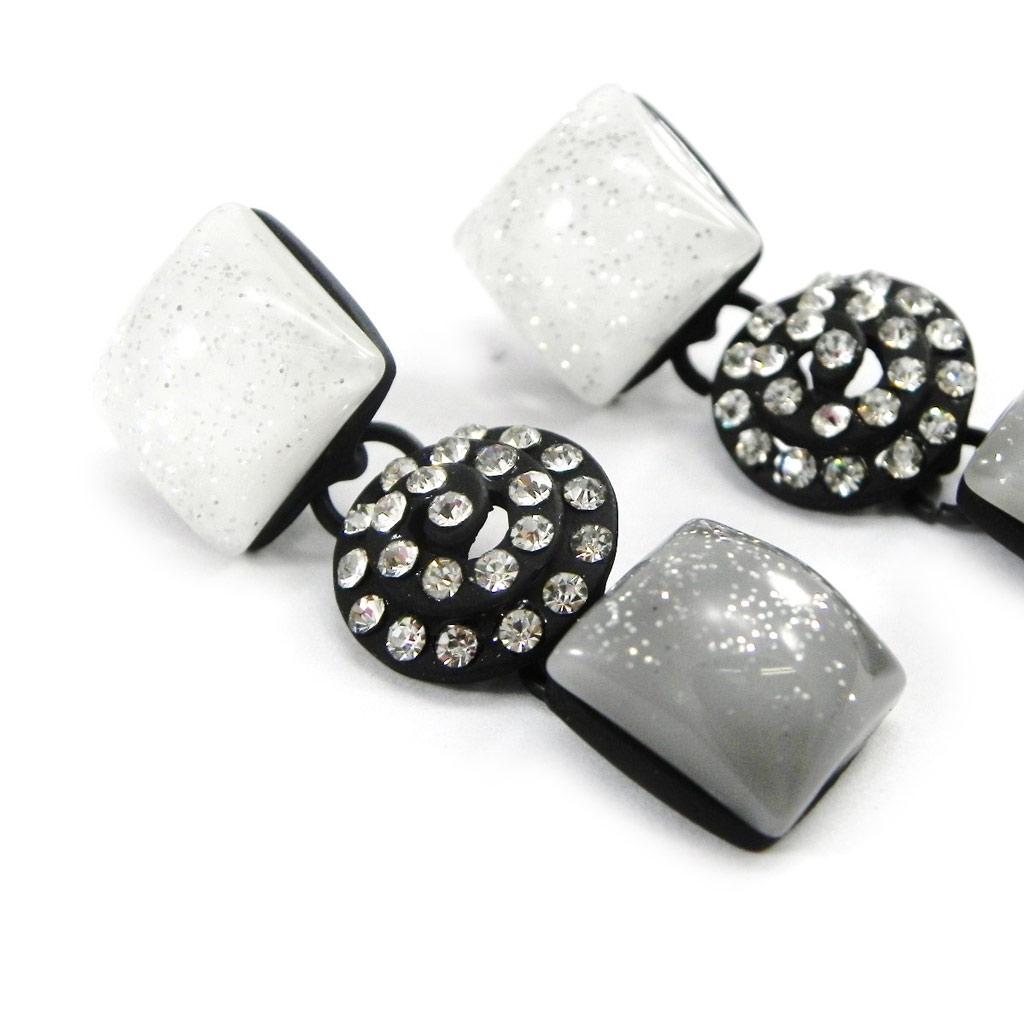 NOA [I2124] - Designer Earrings 'Sissi' Gray White