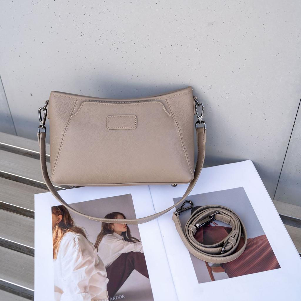 Cowhide Single Shoulder Solid Color Women's Bag Women's Fashion Simple Pillow Bag Practical Solid Color Soft Leather Bag Oblique Span Bag
