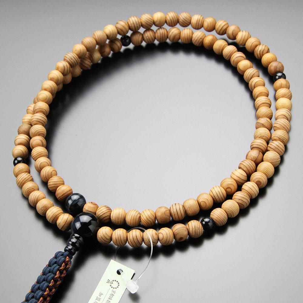 Nenju dot com Rinzai sect prayer beads for men Shakuni Yaku cedar blue tiger eye stone cord tassel prayer beads Zen sect Kyoto prayer beads 108 beads