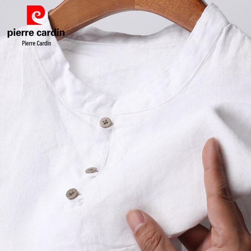 Pierre Cardin Men's 100% Linen Round Neck Short Sleeve T-Shirt
