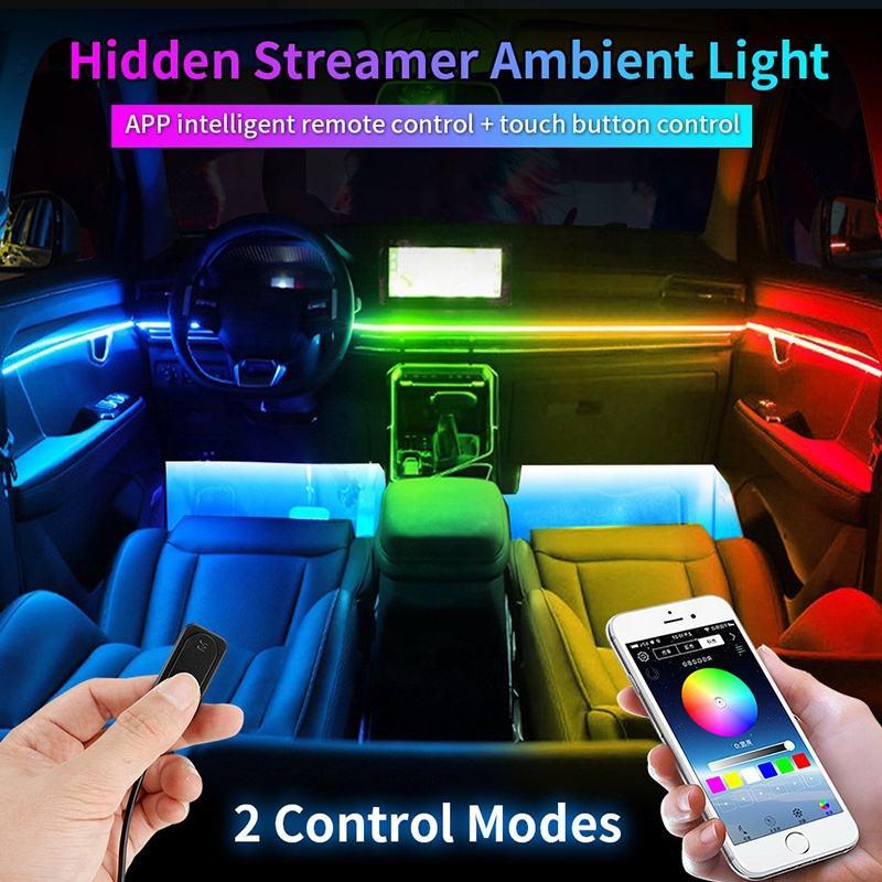 Colorful Car Interior LED Ambient Light: Flowing Acrylic Light Strip for Dashboard