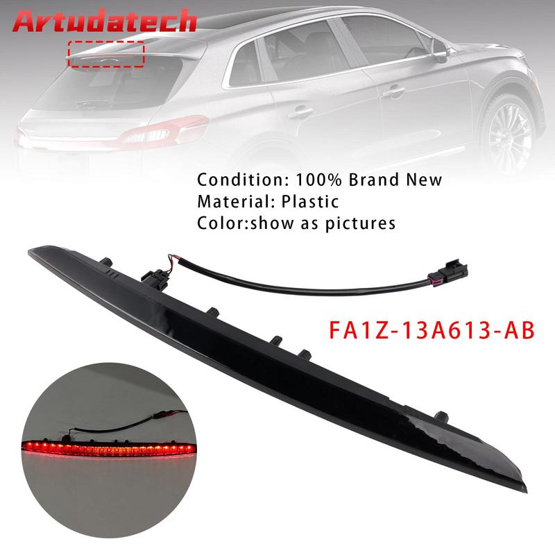 Artudatech Rear High Mount Brake Light FA1Z-13A613-AB For Lincoln MKX 16-18 Black Lens