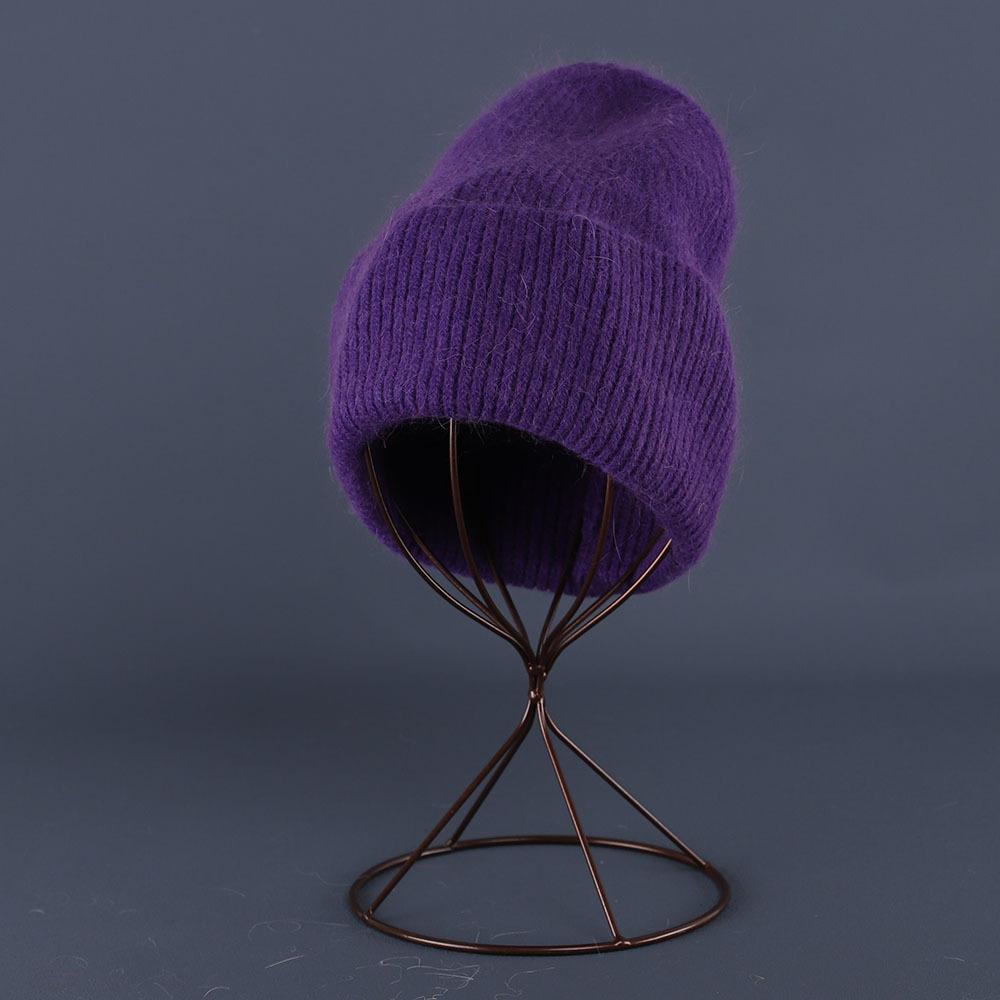 Rabbit Fur Beanies Soft Warm Fluffy Winter Hat for Women Angora Knitted Hat Beanies Female Bonnet warm Woman Knit Cap