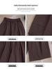 Women's Autumn/Winter 2025 Coffee Quilted Wide-Leg High-Waisted Culottes Skirt - Plus Velvet, Slimming, Thickened, Three-Quarter Length.