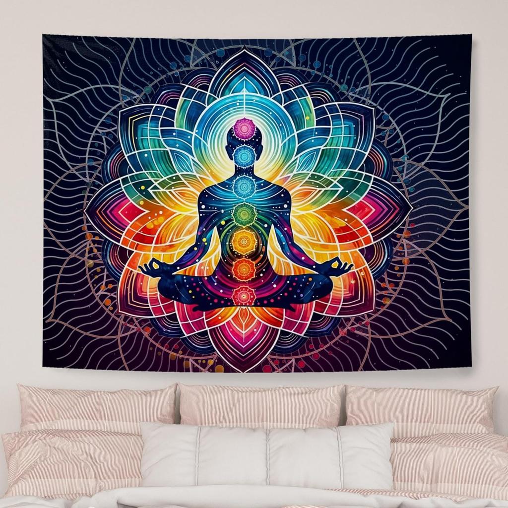 Seven Chakra Yoga Meditation Tapestry Wall HangingColorful Mandala Indian Hippie Chakra Tapestry Decorative Wall Blanket Decor