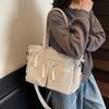 Corduroy Simple Poop Carrying Shoulder Bag for Women Adjustable Shoulder Strap Crossbody Bag Large Capacity Commuting Handbag