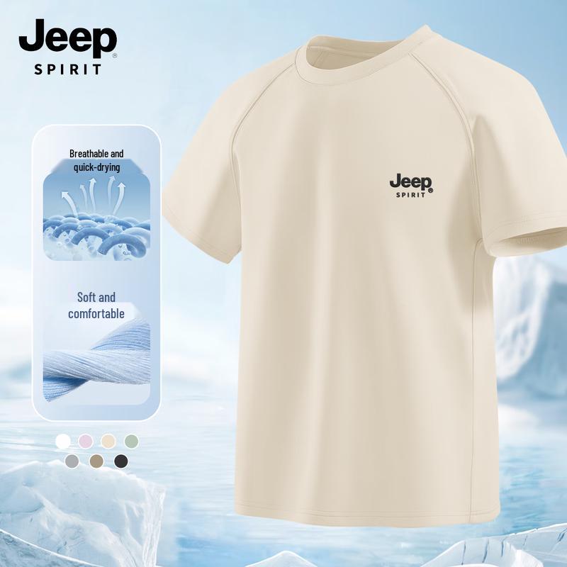 JEEP SPIRIT Men's 2025 Quick-Dry Ice Silk Short Sleeve T-Shirt