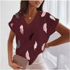 Feather 3D Printed T-shirts V-neck Short Sleeved Women's T-shirts