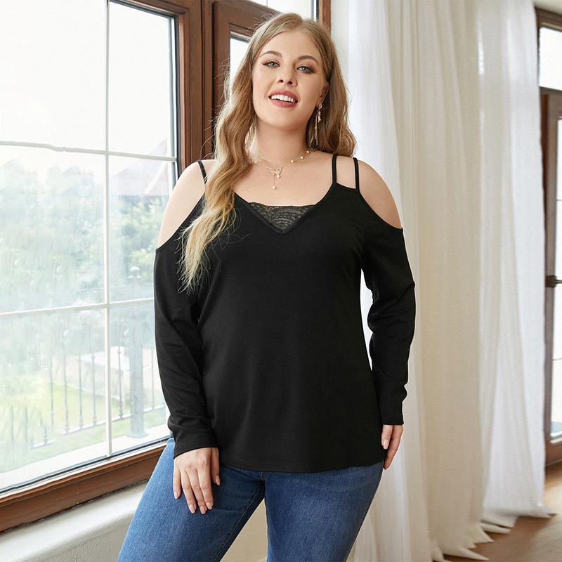 

Женские весенние топы с кружевной вставкой и открытой спиной, с длинными рукавами и открытыми плечами