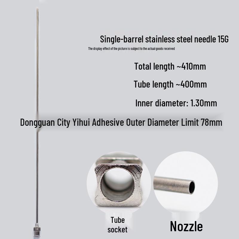 Stainless Steel 410mm Sharp Tip Glue Dispensing Valve with Flat Mouth for Injection Syringe Experimental Needle.