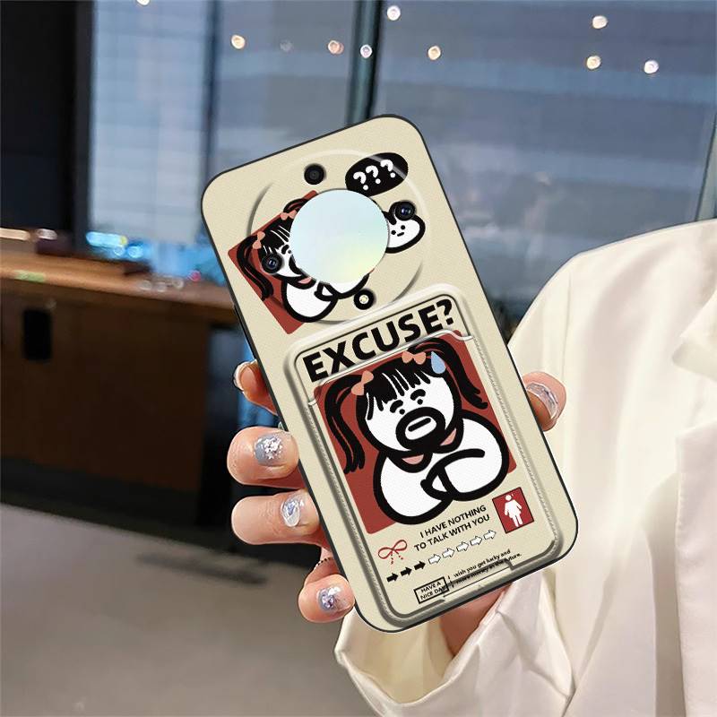 Shockproof Back Cover Phone Case For Honor X9a 5G/Magic5 Lite Card slot Dirt-resistant Silicone protective Card bag Cute