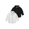 Spring and Autumn Boys' Long-Sleeved Shirts Korean Style Kidsren's Pure Color Shirts for Small and Medium-Sized Kidsren Embroidered Letter Lapel Tops