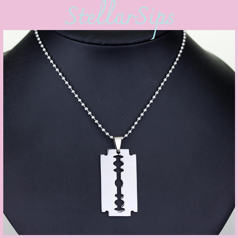 Punk Style Blade Alloy Pendant Necklace With Geometric Design For Men And Women
