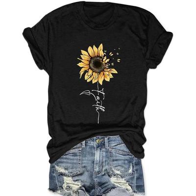 Women Boho Wildflower Shirts Funny Flower Plant T Shirt Cute Daisy Graphic Tees Short Sleev Vacation Tops