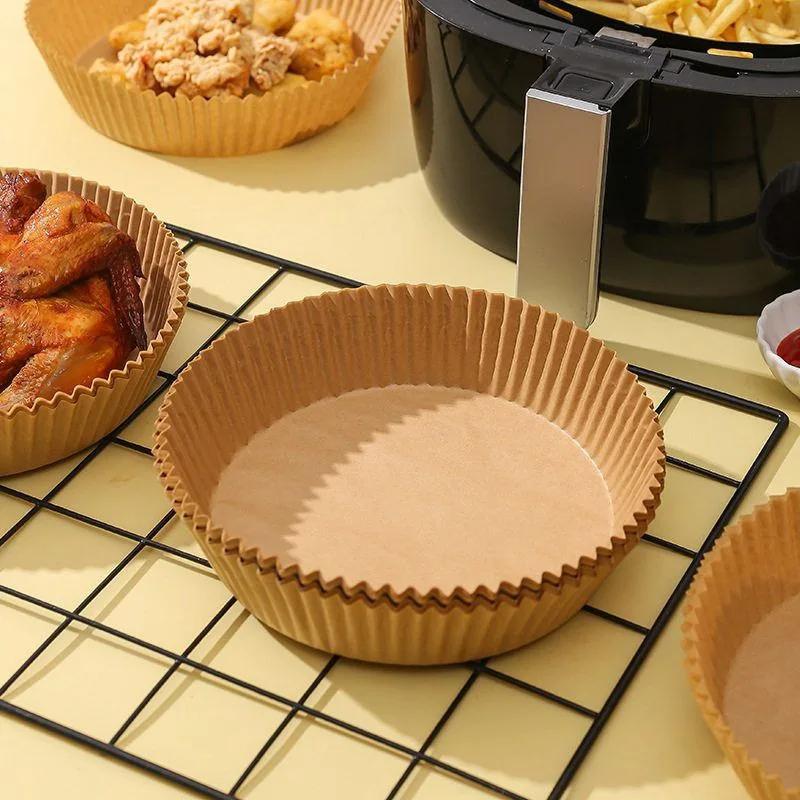 50 Stück Heißluftfritteuse Spezialpapier Einweg Haushalt Grillplatte Ofen Backpapier Hochtemperatur Saugpapier Gebäckwerkzeuge
