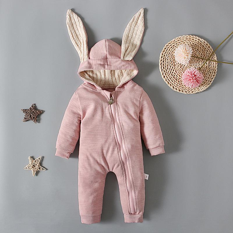 Easter Bunny Ears Hooded Romper for Girls - Spring & Autumn Style