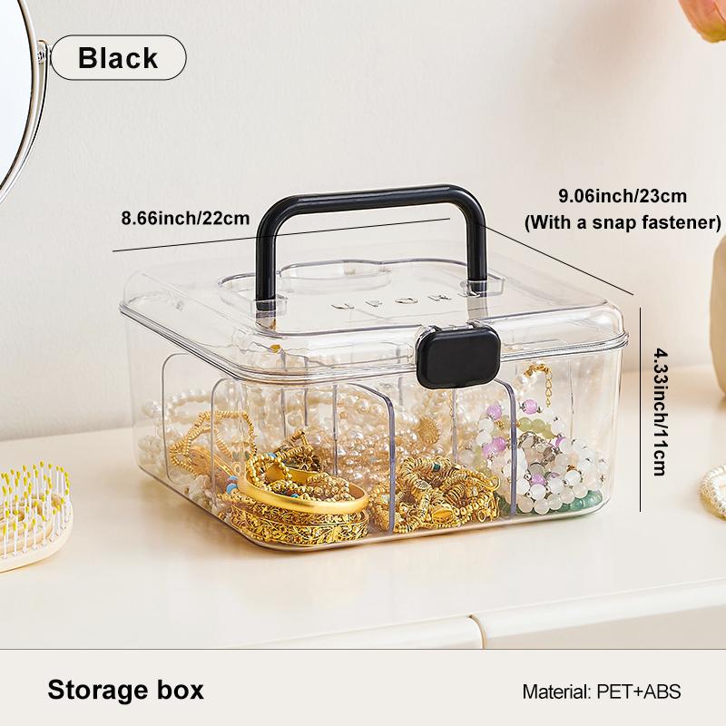 1pc Elegant Jewelry Box, Spacious Multi-Layer Organizer With Lid, Stylish Transparent Storage Solution For Watches, Necklaces, R