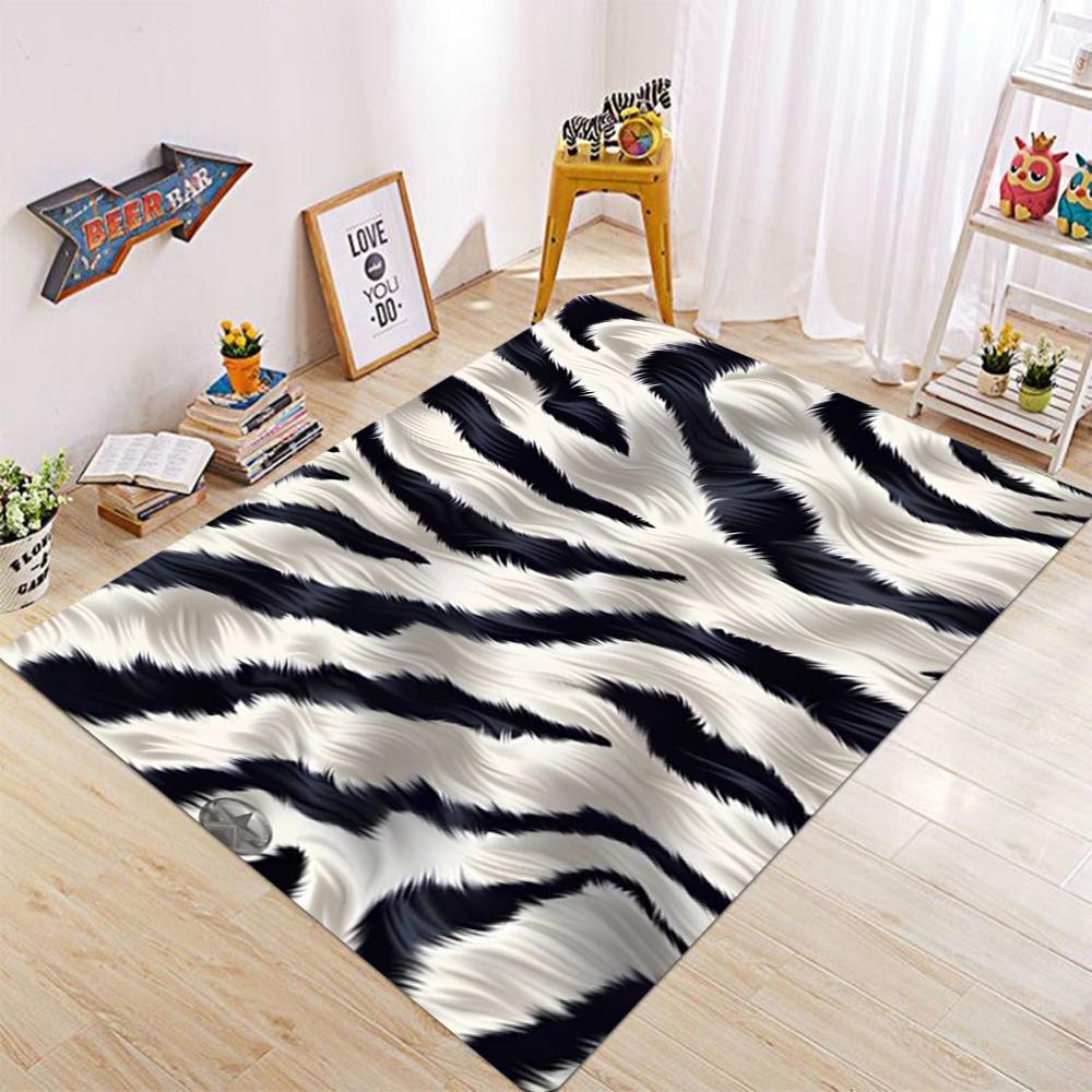 Animal Skin Texture Pattern Floor Mat Living Room Anti Slip Washable Carpet Sofa Coffee Table Feather Bedroom Floor Carpet