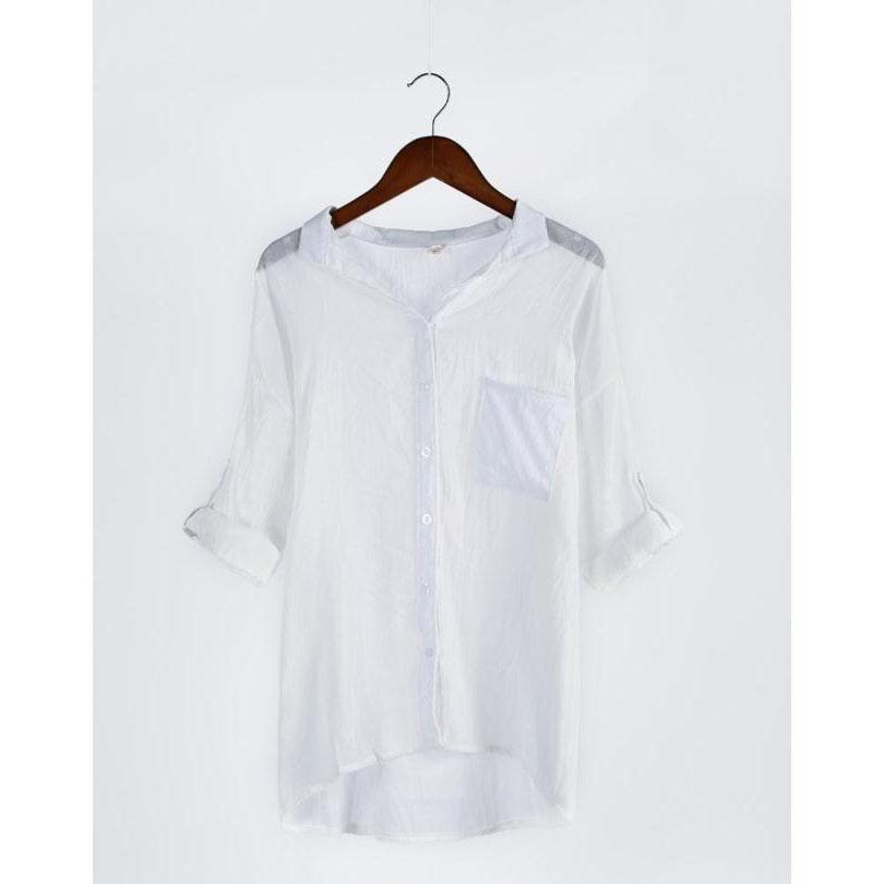 

Елегантні жіночі сорочки Бавовняна білизна Блузки великого розміру Модні жіночі вінтажні блузки Літній корейський стиль одягу XS білий