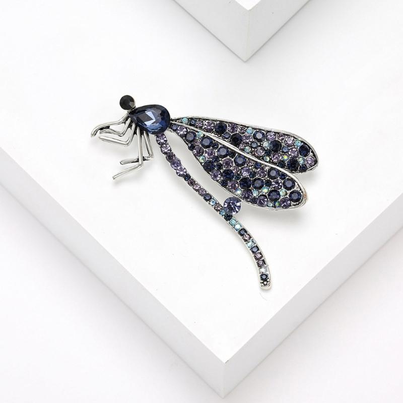 Exquisite Alloy Dragonflies Brooch Featuring Rhinestones Fashion Elegant Brooch Alloy Texture for Adding Sophistication