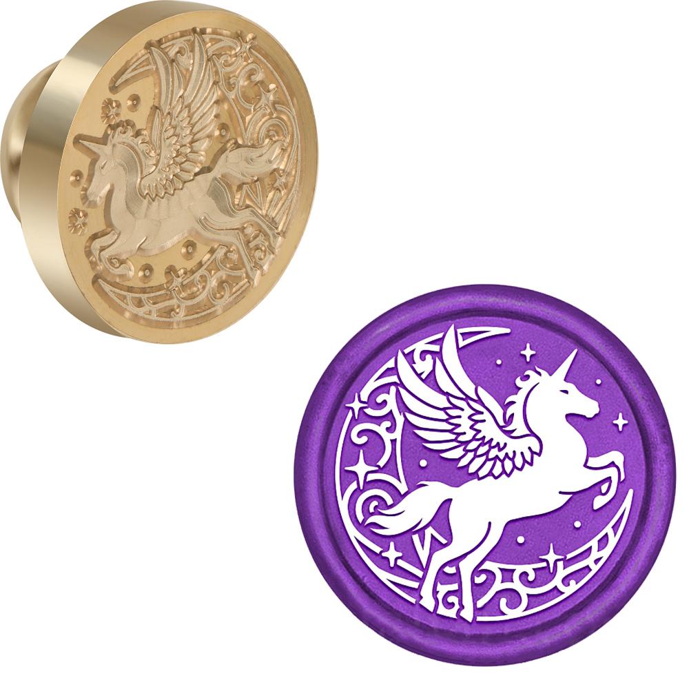 Moon and Animals Series Wax Seal Stamp Snake Elephant Cat Unicorn Replaceable Sealing Wax Stamp 25mm Brass Head for Halloween
