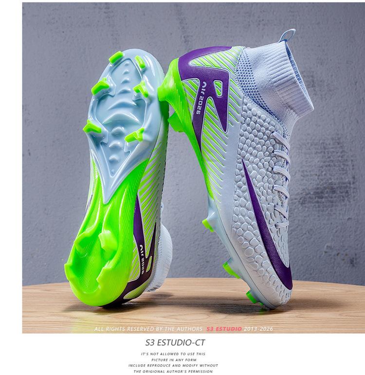 Unisex High-Top Long Spike Artificial Turf Football Training Shoes