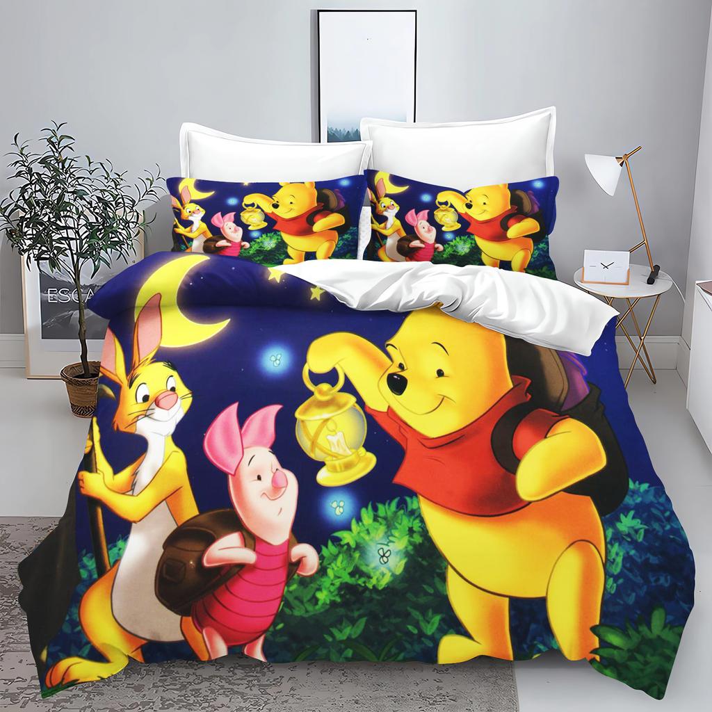 Winnie The Pooh Bedroom Bedding Set Duvet Cover Christmas Gifts Comforte Cartoon With Pillowcase Children's Suitable and Adults
