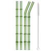5/10Pcs Reusable Glass Straw with Brush Green Bamboo-shaped Straws Set Suitable for Milkshakes Juices Coffee Bar Accessories