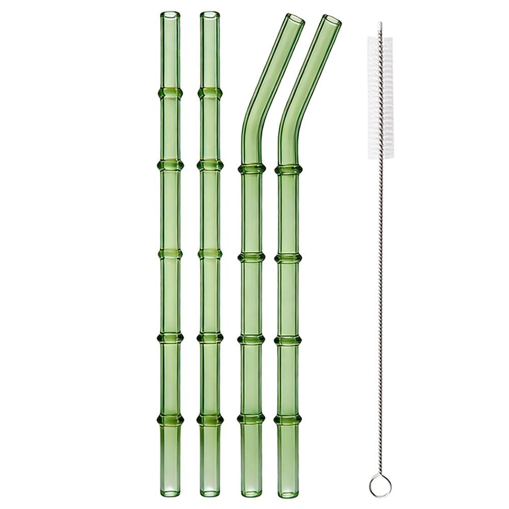 

5/10Pcs Glass Straws Set with Cleaning Brush 200*8mm Drinking Straw High Borosilicate Green Glass Straw Home Party Bar Drinkware