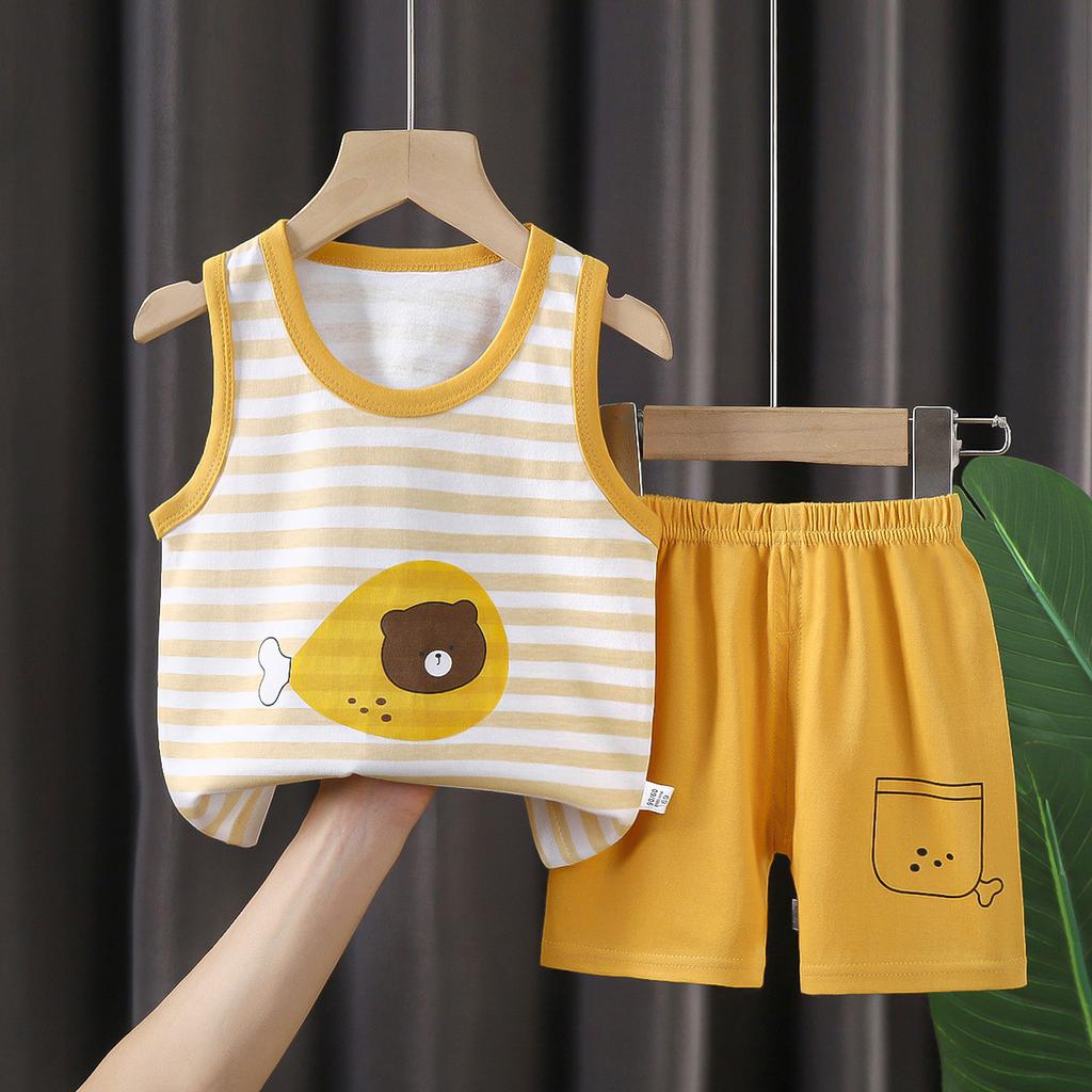 Children's Vest Set Boys' Shorts Summer Cotton New Baby Clothes Girls' Summer Clothes Summer Clothes Children's Clothes