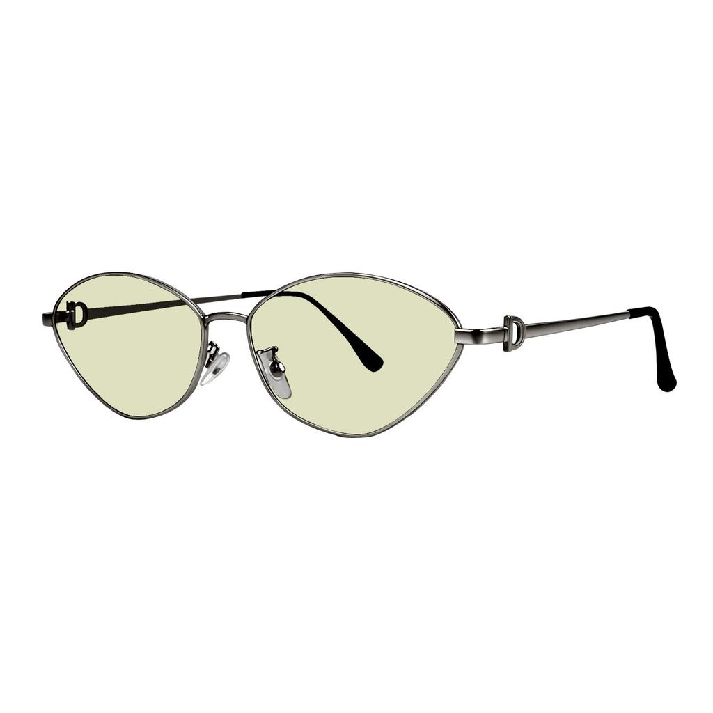Vintage metal cat eye sunglasses women's YK millennial wind dopamine red round face sunglasses UV protection