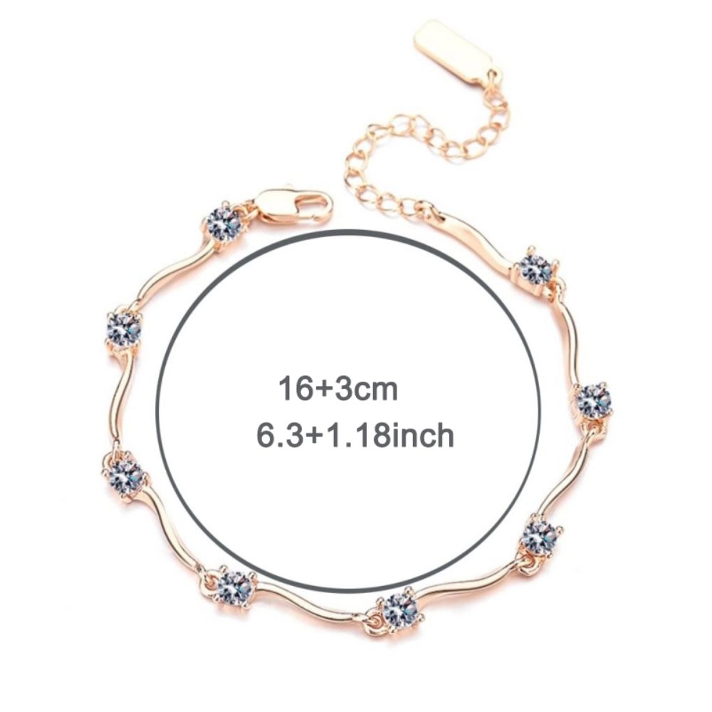 2pcs Thin Couple Bracelets Rhinestone Light Luxury Bracelet Trendy Crystal Wave Bracelet  Friends