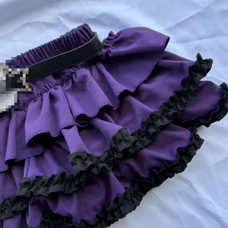 Y2K Gothic high waisted A-line short cute girl lace skirt