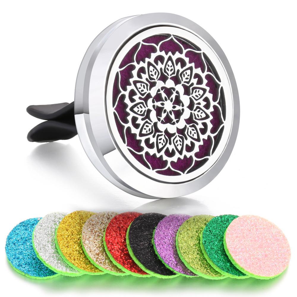 1pc Refillable Car Air Freshener Smell Perfume Diffuser Clip Auto Vent Essential Oil Stainless Steel Locket Interior Accessories