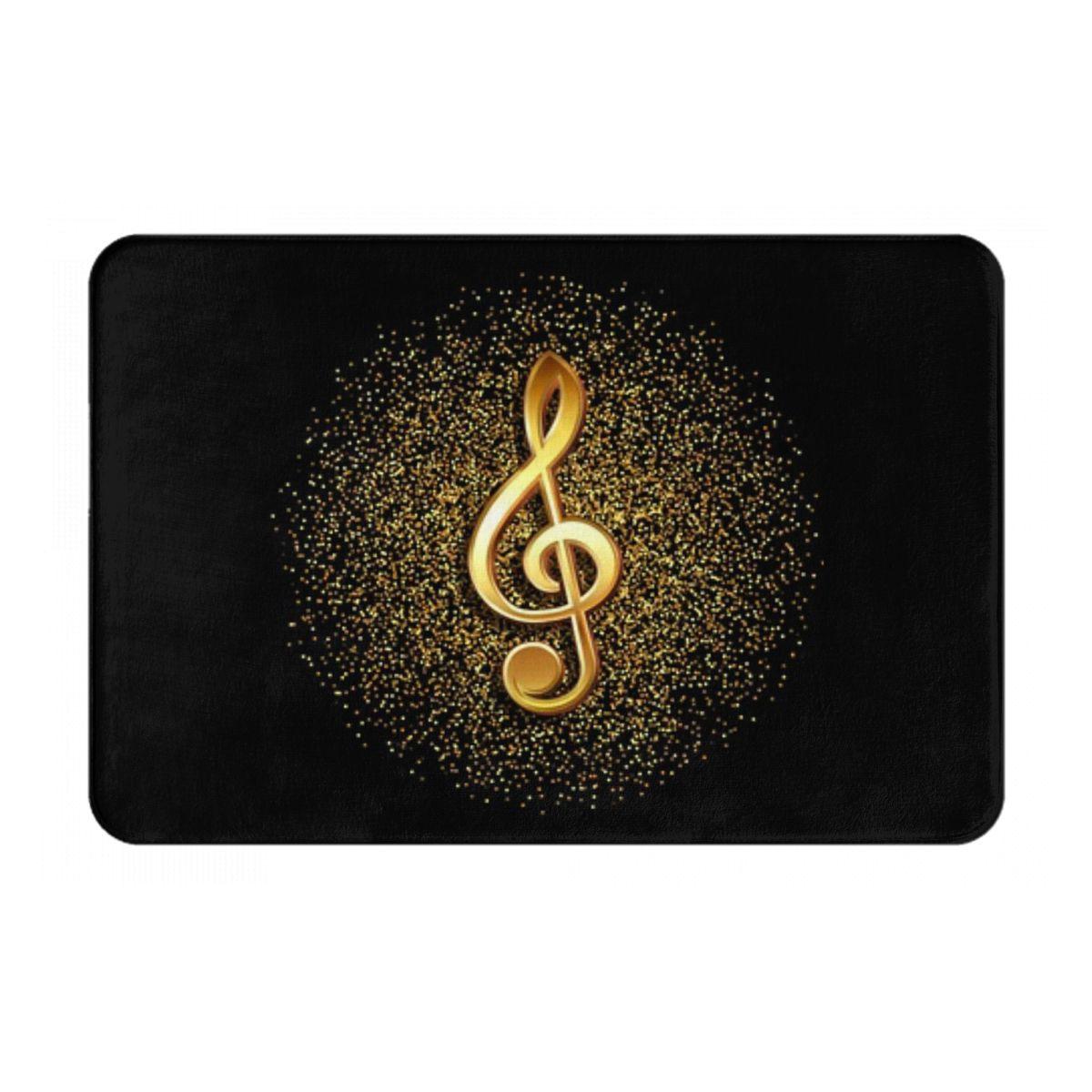 Gouden Muzikale Muzieknoten Antislip Deurmat Vloermat Duurzaam Tapijt Vloerkleed voor Keuken Entree Huis Slaapkamer Voetmat Matten 60x40 cm