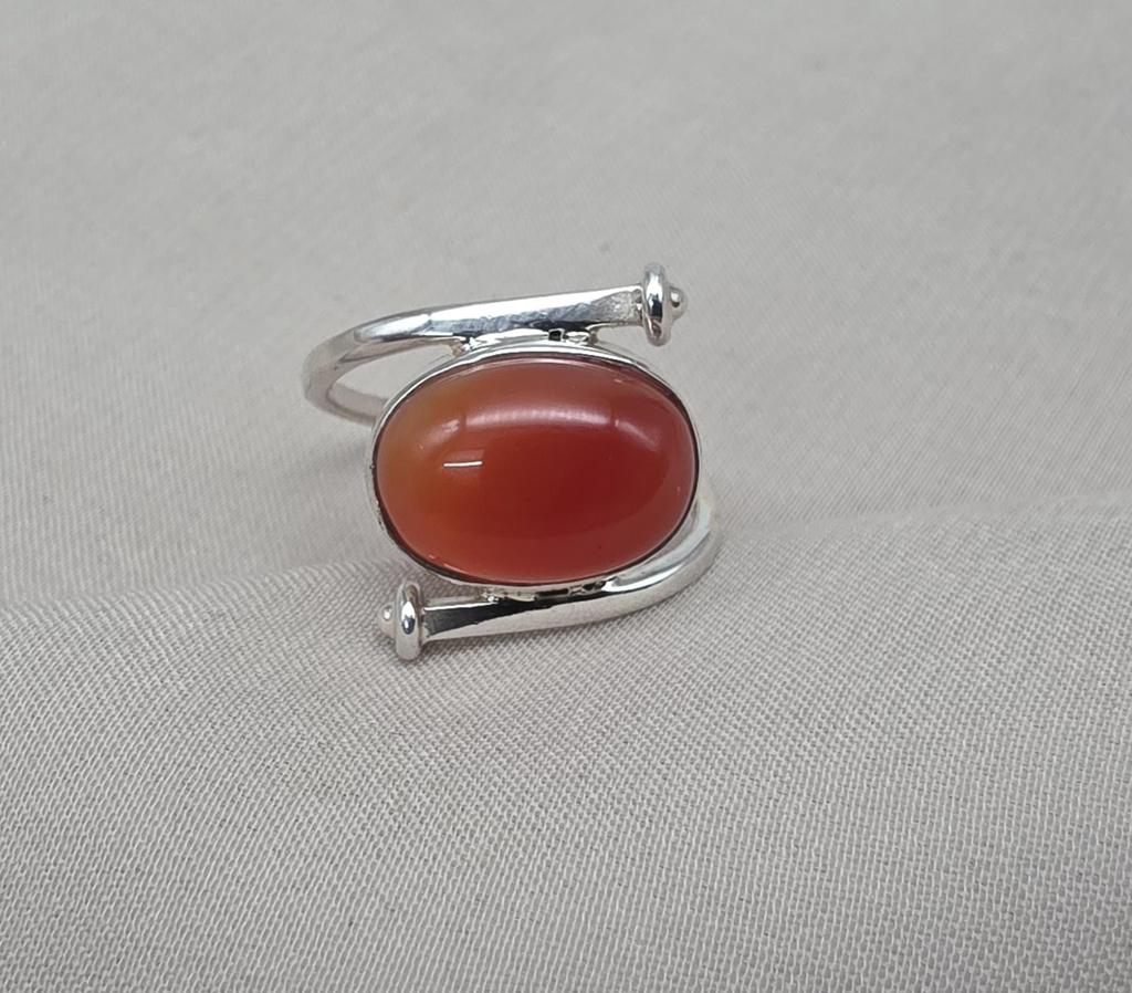 Carnelian Sterling Silver Ring Handmade July Birthstone Jewelry Gemstone Gift for Women
