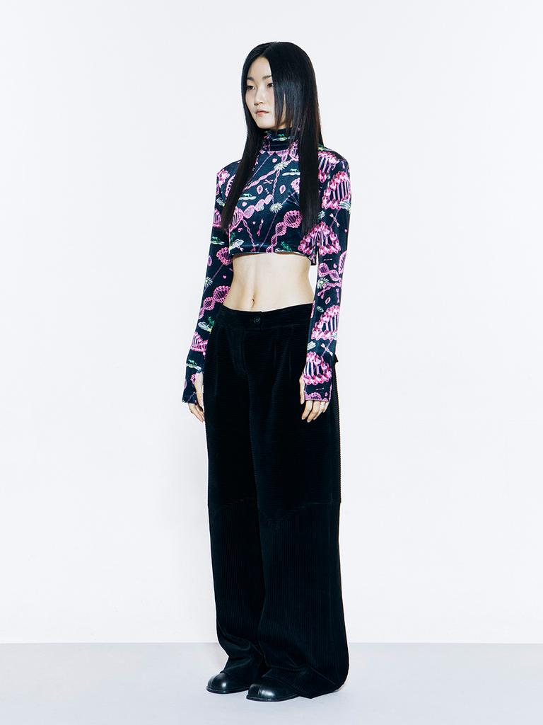 VEGAN TIGER Print Velvet Crop Top (Blackpink)