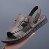 Summer Breathable First-layer Cowhide Cool Slippers Beach Shoes 2025 New Outer Wear Dad Non-slip Wear-resistant Leather Slippers