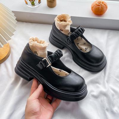 2024 Lolita Shoes Japanese Girl Platform Black High Heels 2024 Women Pumps Round Toe Mary Jane Shoes PU Leather Shoes for Women
