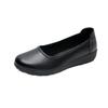 Work Shoes Women's Single Shoes Soft Sole Non-slip Round Head Hotel Work Shoes Middle-aged and Elderly Mother Grandma Women Flat Leather Shoes
