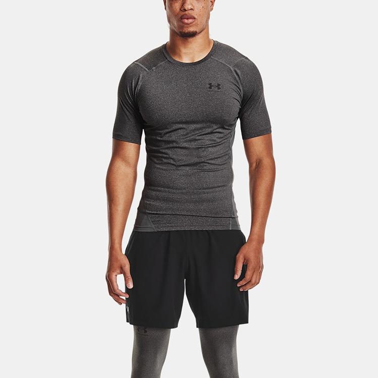 Under Armour HeatGear Training Sports Short-Sleeve Fitness Top Men Tops Carbon-Heather 1361518-090