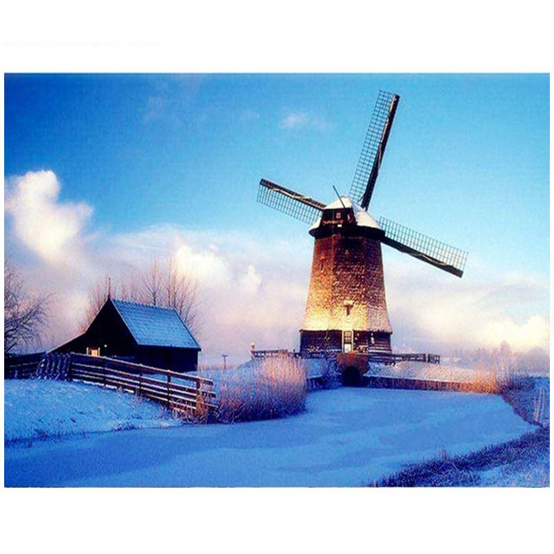 5D DIY Full Square/Round Diamond Painting Windmill Home Decoration ...