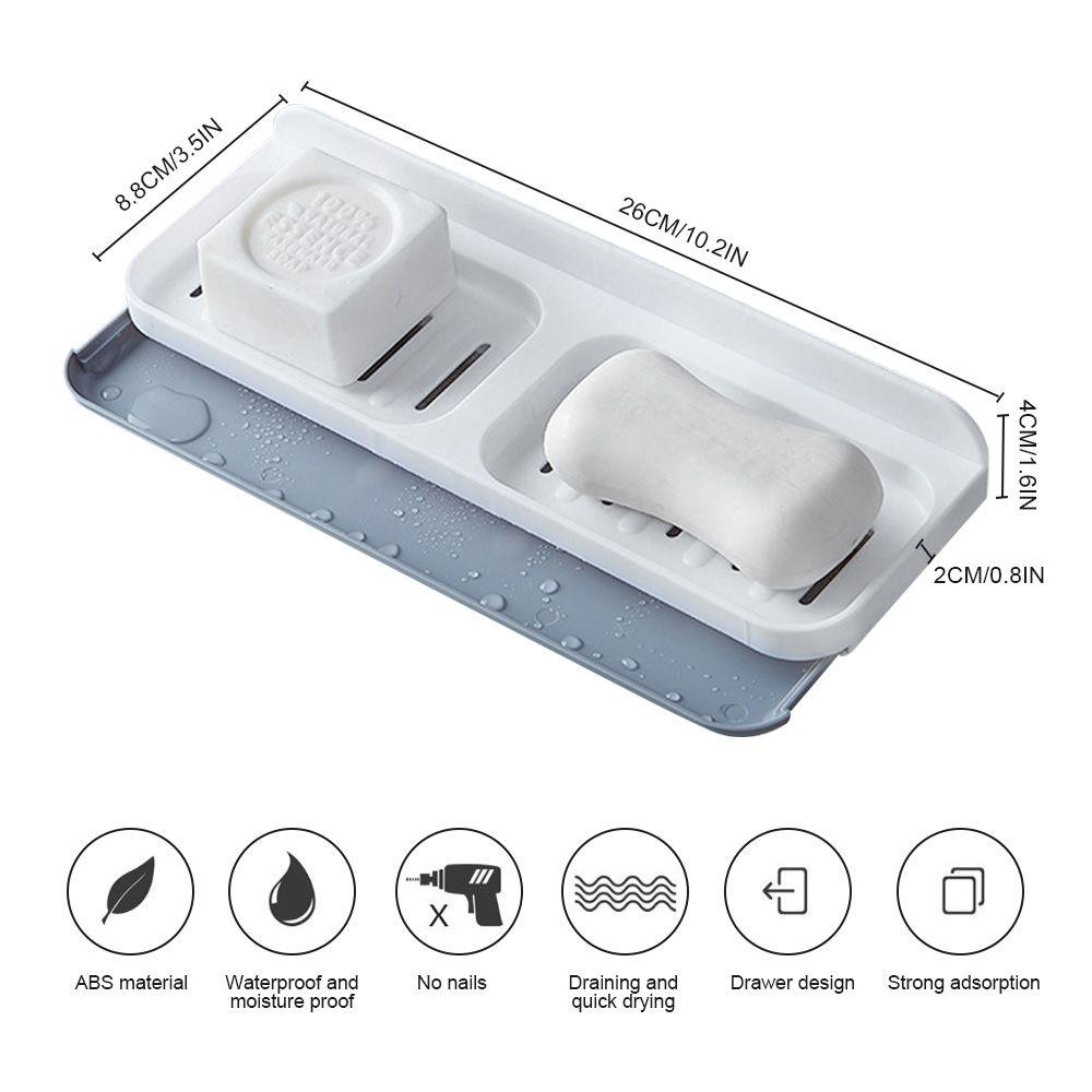 Bathroom Drain Wall Mounted Tray Double Grid Storage Rack Soap Dishes Hanging Shelf Soap Holder