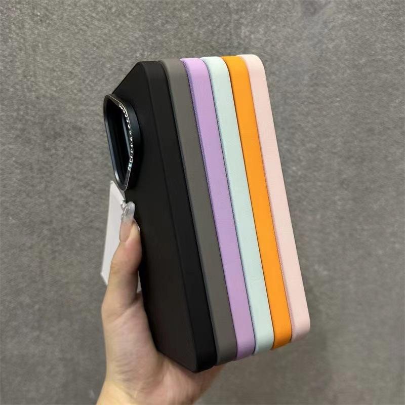 Suitable for Huawei Mate70pro, A Plain Leather Phone Case with Rhinestone Lens, 60 Hina Pura70Ultra Protective Case