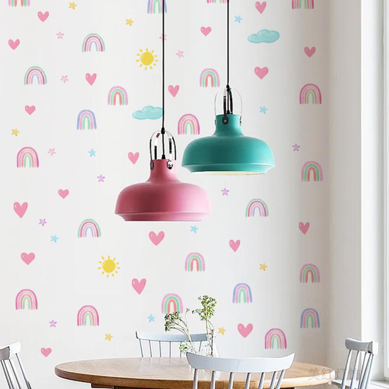 4pcs Pvc Wall Stickers Rainbow Stars Love Self-adhesive Wall Decals For Girls Boys Baby Bedroom